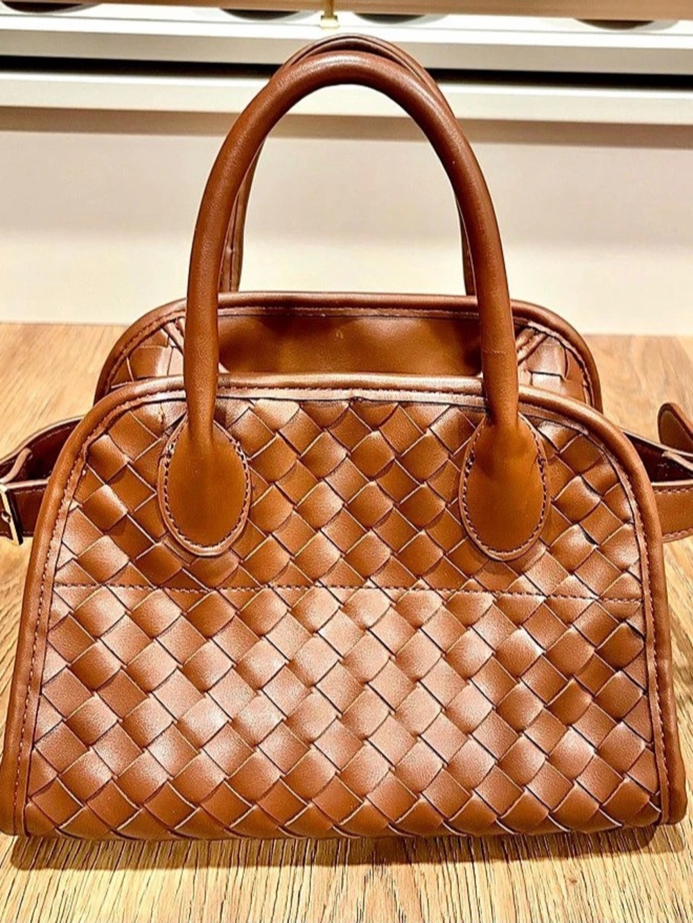 Woven Satchel in Brown Like New